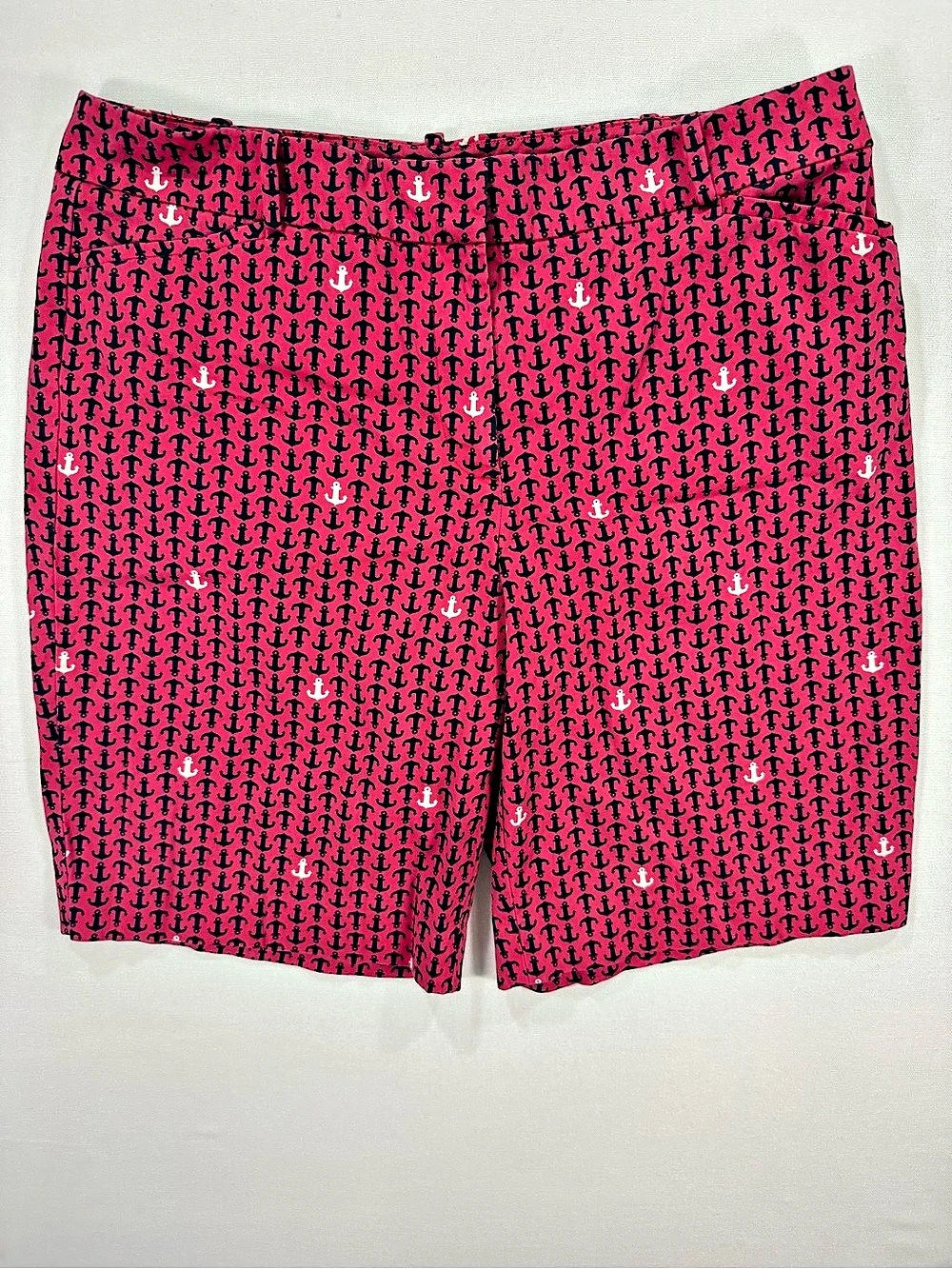 Talbots Anchor Print Bermuda Shorts Pink & Black 12P